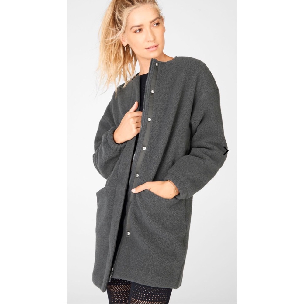 NWT Fabletics Grey Fleece Coat